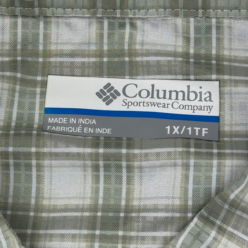 Columbia Shirt Women 1X Green Plaid Silver Ridge Utility Long Sleeve Lightweight - Picture 2 of 11